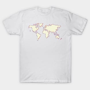 Minimalistic Pastel Pink World Map T-Shirt